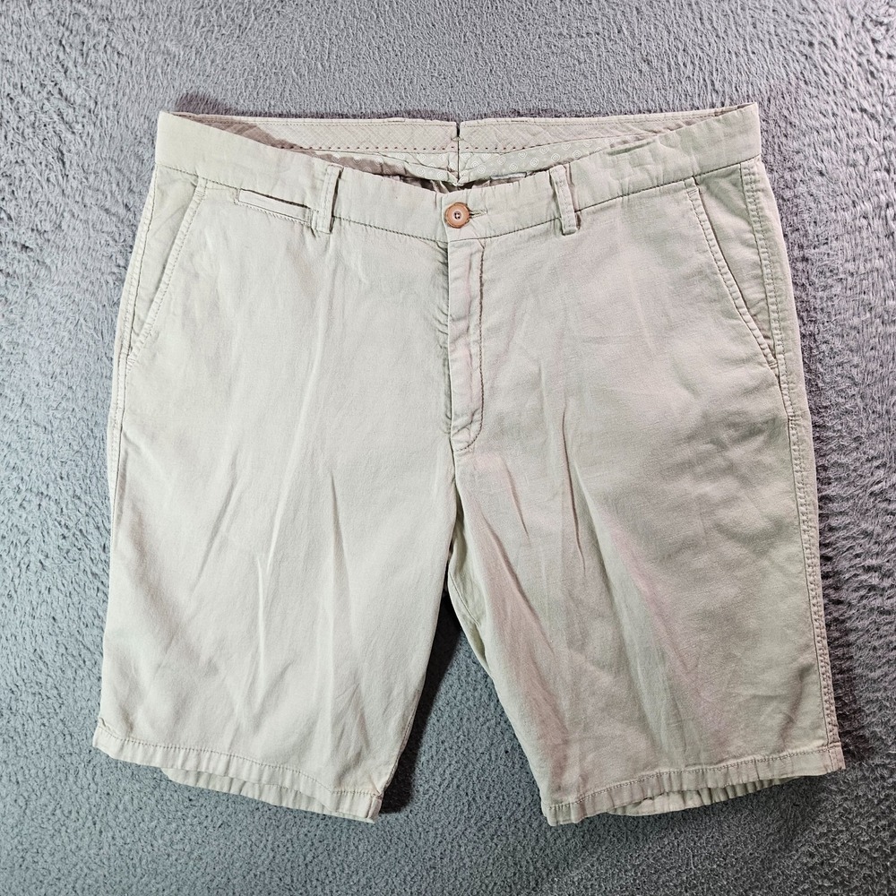 Ballin Shorts Men 36‎ Cotton Linen Flat Front Beige